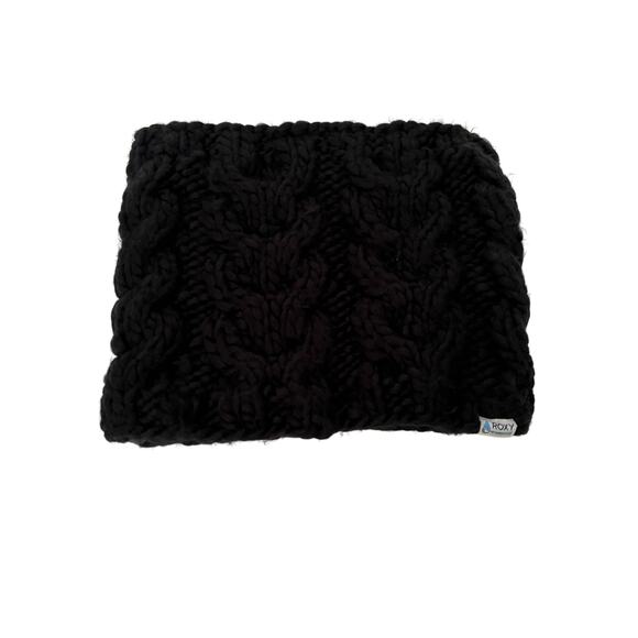 Roxy Women's Black Chunky Cable Knit Technical Fleece Lined Winter Scarf OS - Picture 1 of 6